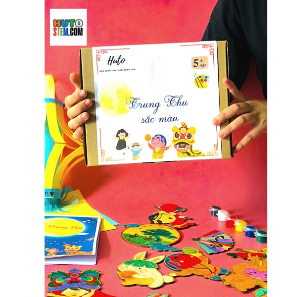 Hộp Quà Tặng Trung Thu Đặc Biệt, Đồ Chơi Tô Màu, Làm Đèn Lồng Trung Thu, Tặng Kèm Màu, Cọ, Trò Chơi Sáng Tạo Cho Bé