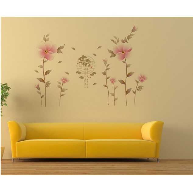 Decal trang trí Hoa Tím Nhạt cổ trang A.H