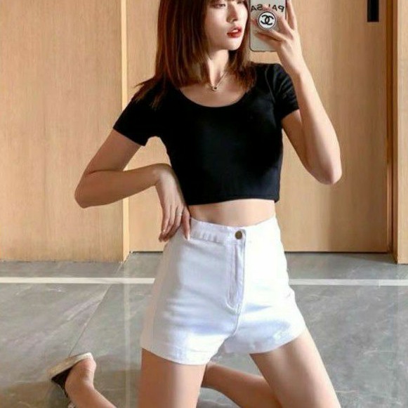 Quần short nữ kaki , Quần lưng cao KHÔNG TÚI lưng cao ôm sát body  - QĐ01
