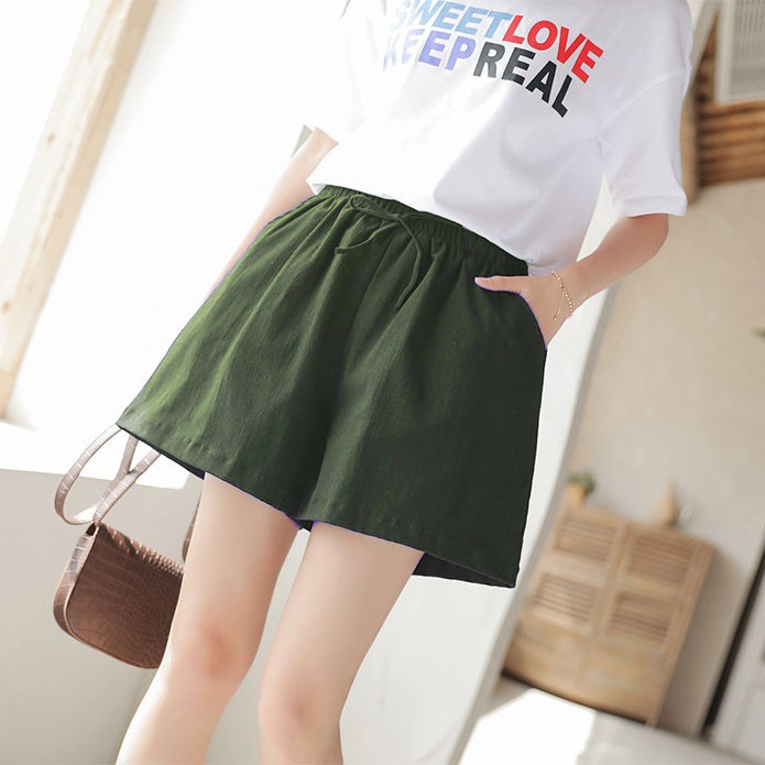Quần đùi đũi 💖Quần short nữ freesize vải cạp chun ống rộng | BigBuy360 - bigbuy360.vn