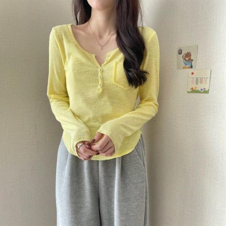 Áo Len Gân Dài Tay Basic Item Không Thể Thiếu Mùa Thu Đông MaiRin Fashion 024