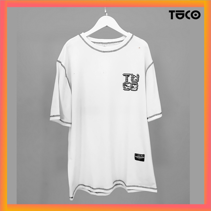 Áo thun cotton unisex TUCO basic tee phông DRAW LINE Trắng nam nữ tay lỡ oversize form rộng nhiều màu