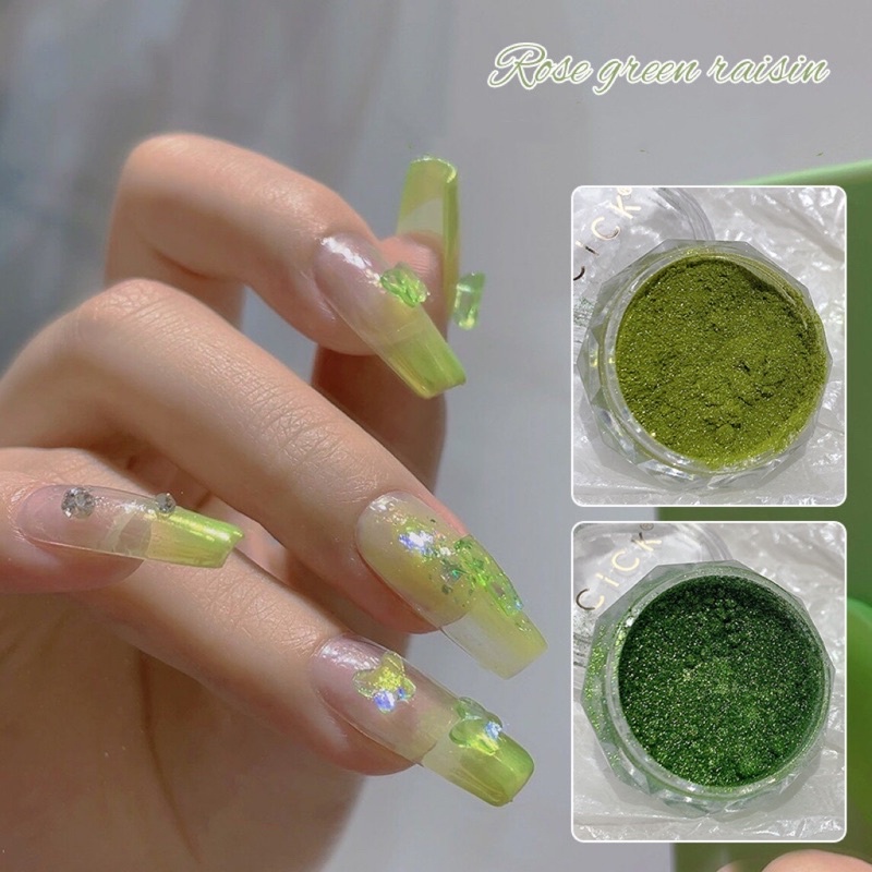 bột tráng gương xanh trang trí nail hot mới