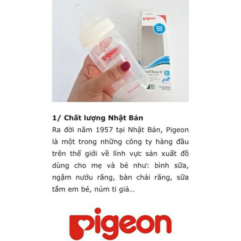 Bình Sữa Pigeon Cổ Rộng Nội Địa Nhật Plus 160ml-240ml