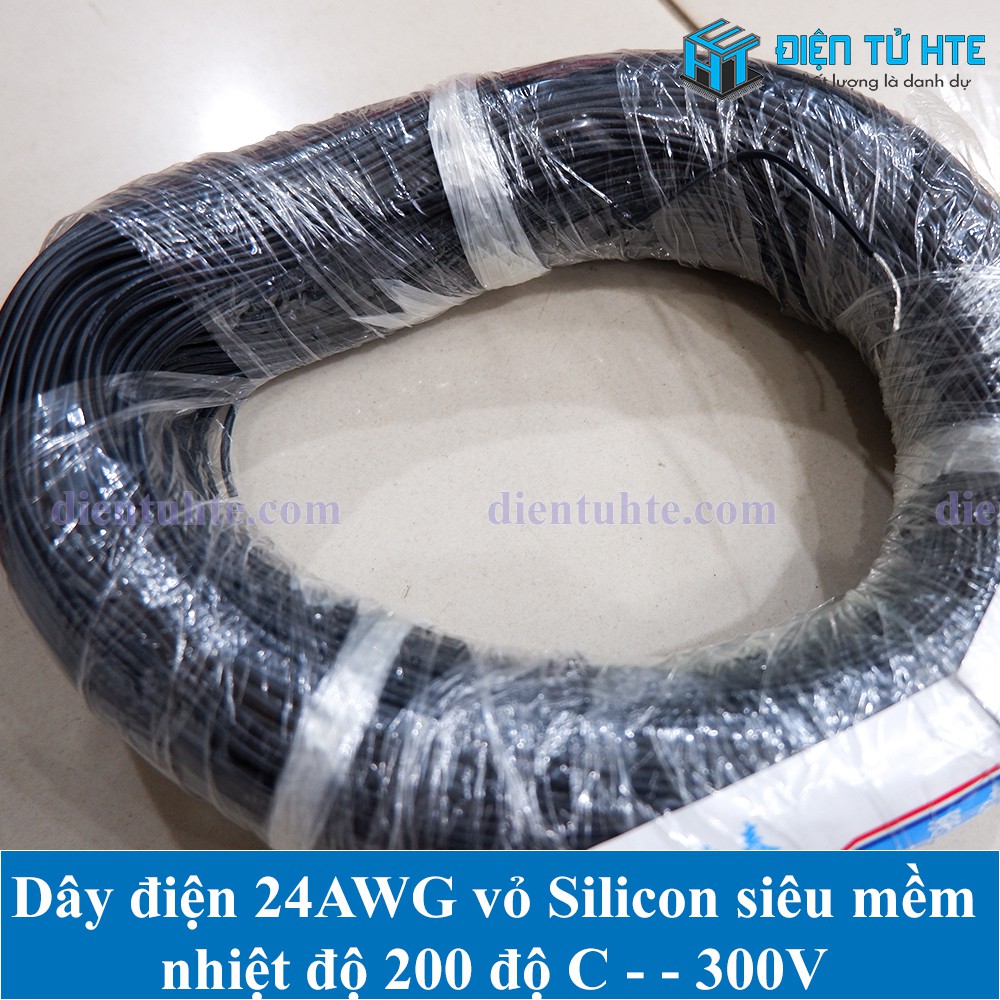 Dây điện đơn Silicon siêu mềm chịu nhiệt 200 độ C 24AWG 0.21mm2 (1 mét) [HTE Quy nhơn CN2]