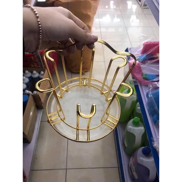 Khay, Giá Úp Cốc inox 304 Mạ Vàng -Giá Úp Cốc Mạ Vàng Cao Cấp Phong Cách Á Châu Sang Trọng