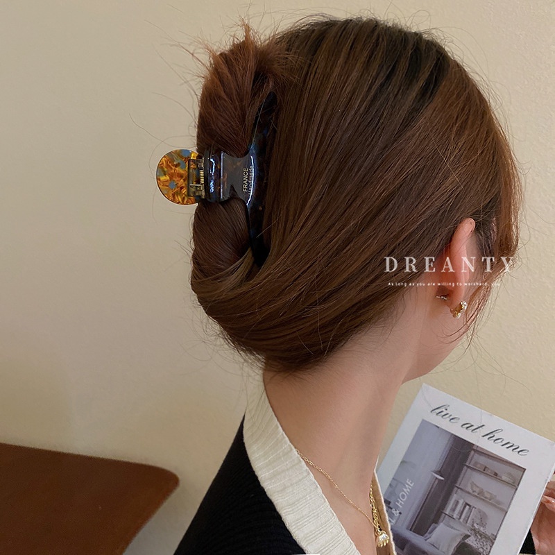 Kẹp Tóc Hình Học Màu Cà Phê Acetate Phong Cách Mới Cho Nữ