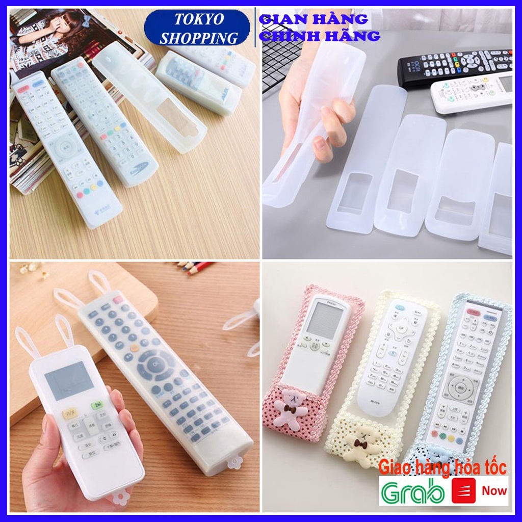 Bọc điều khiển tivi, điều hòa bằng nhựa silicon dẻo trong suốt, tai thỏ