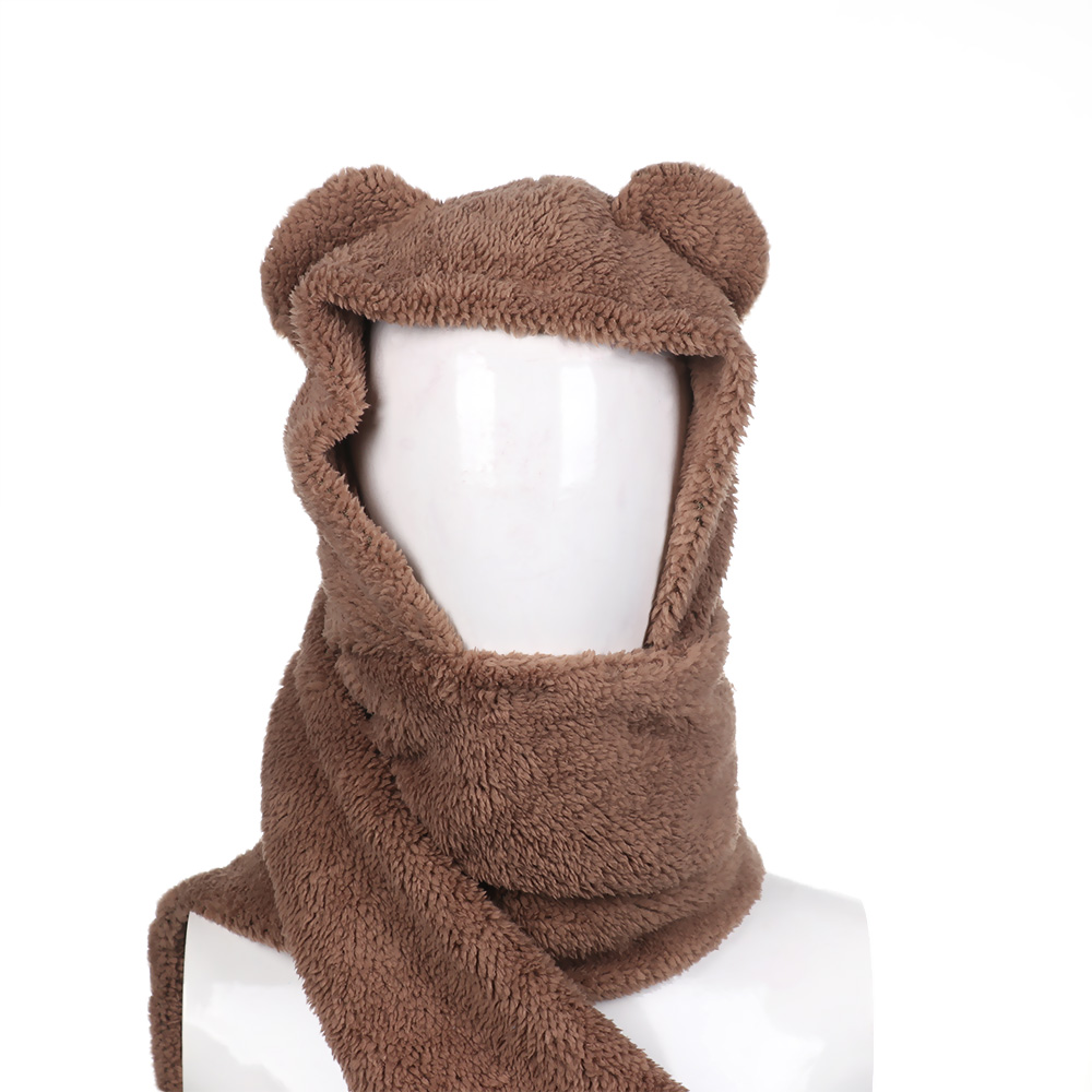 Nón Trùm Đầu Kiêm Khăn Choàng Cổ Ấm Áp Hình Gấu Dễ Thương Thời Trang Mùa Đông Cho Nữ