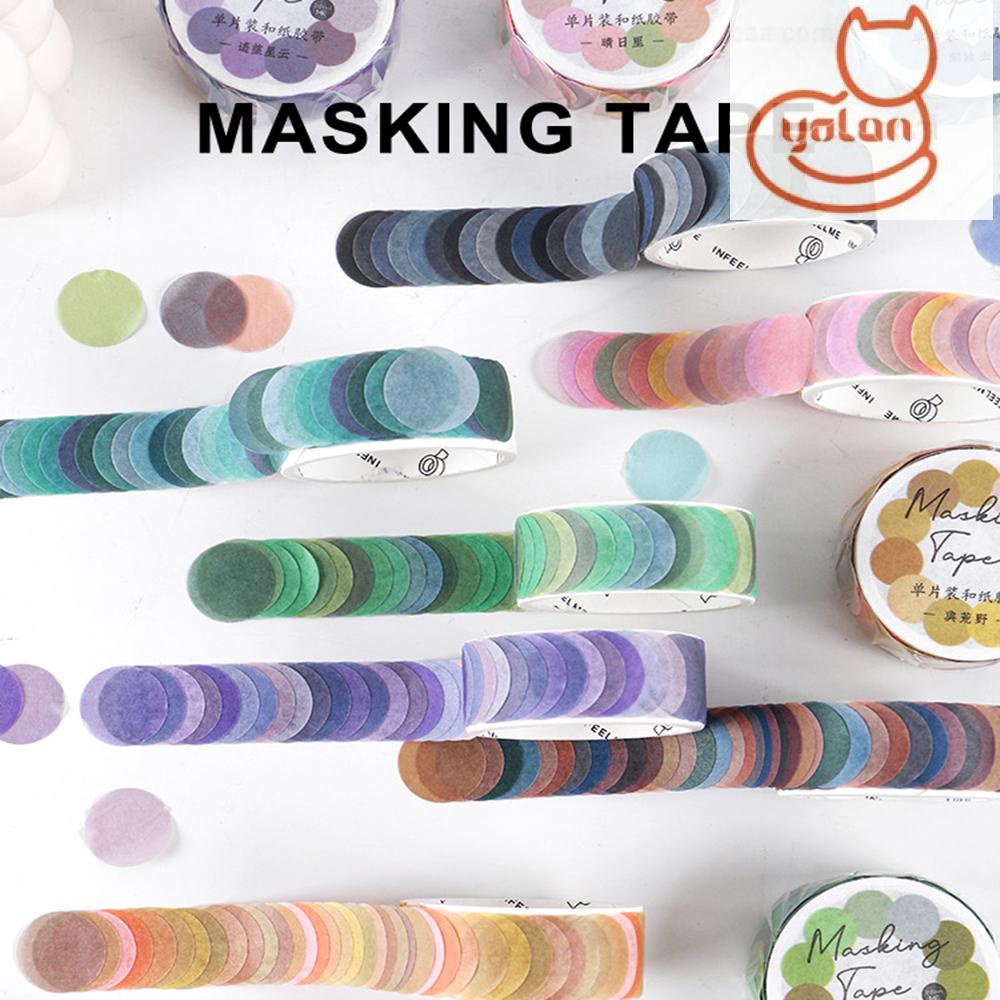 Cuộn 100 miếng dán washi hình tròn nhiều màu trang trí sổ tay nhật ký diy