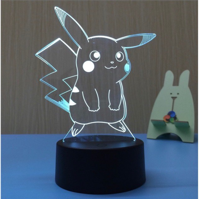Đèn led 3D mẫu pikachu 3-7-16 màu