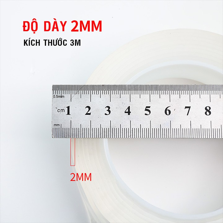 Băng keo dán dính 2 mặt đa năng trong suốt tiện dụng 3m Dày 1,1mm,0,8 mm siêu dai siêu dính bigsalebigsale