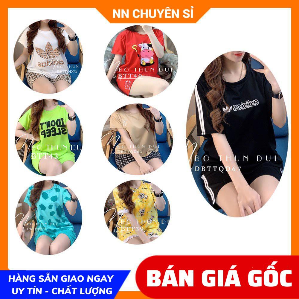 Đồ bộ nữ mặc nhà Vải thun mềm mịn mát co giãn tốt in họa tiết hoạt hình bò sữa dễ thương BTT