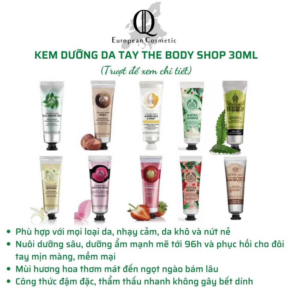 Kem Dưỡng Da Tay The Body Shop Dưỡng Tay Mềm Mịn, Da Khô nứt nẻ, Không Nhờn Dính Hand Cream 30ml
