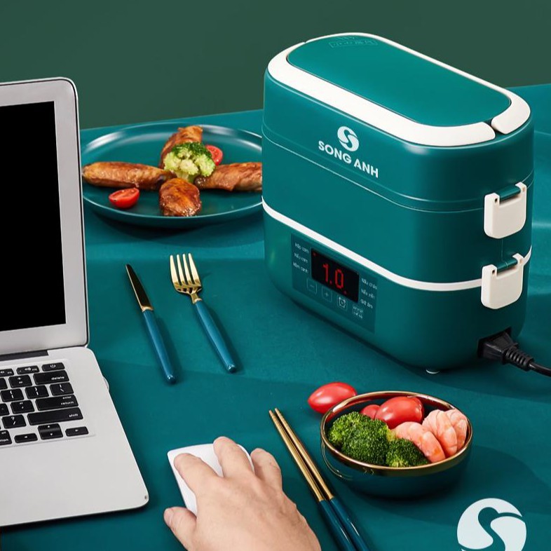 Hộp Đựng Cơm Văn Phòng Giữ Nhiệt 2 Tầng, Hộp Làm Nóng Cơm ,Thức Ăn Cắm Điện 220V/50 Hz