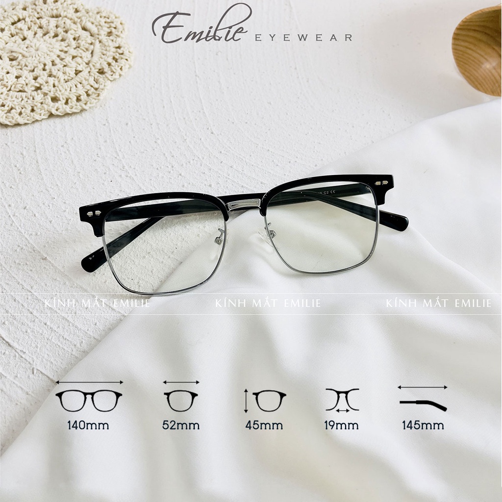 Gọng kính nam nữ Clubmaster mảnh nhẹ Kính mắt Emilie phụ kiện thời trang 2146