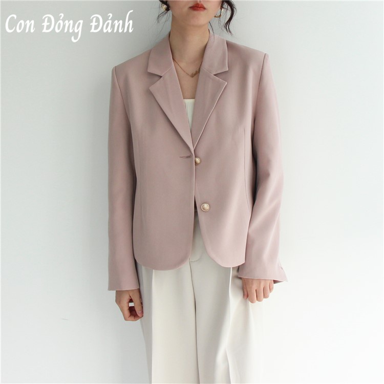 Áo Khoác Blazers Nữ Mỏng Cài 2 Khuy Form Dáng Hàn Quốc Công Sở Thanh Lịch AO051