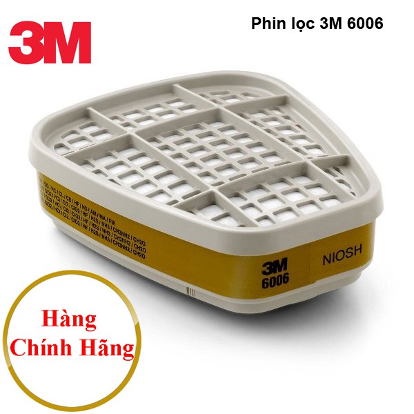 Phin lọc 3M 6006 Chính hãng ( Made in Korea có tem ) chống độc vô cơ, hữu cơ, phun thuốc sâu, môi trường ô nhiễm