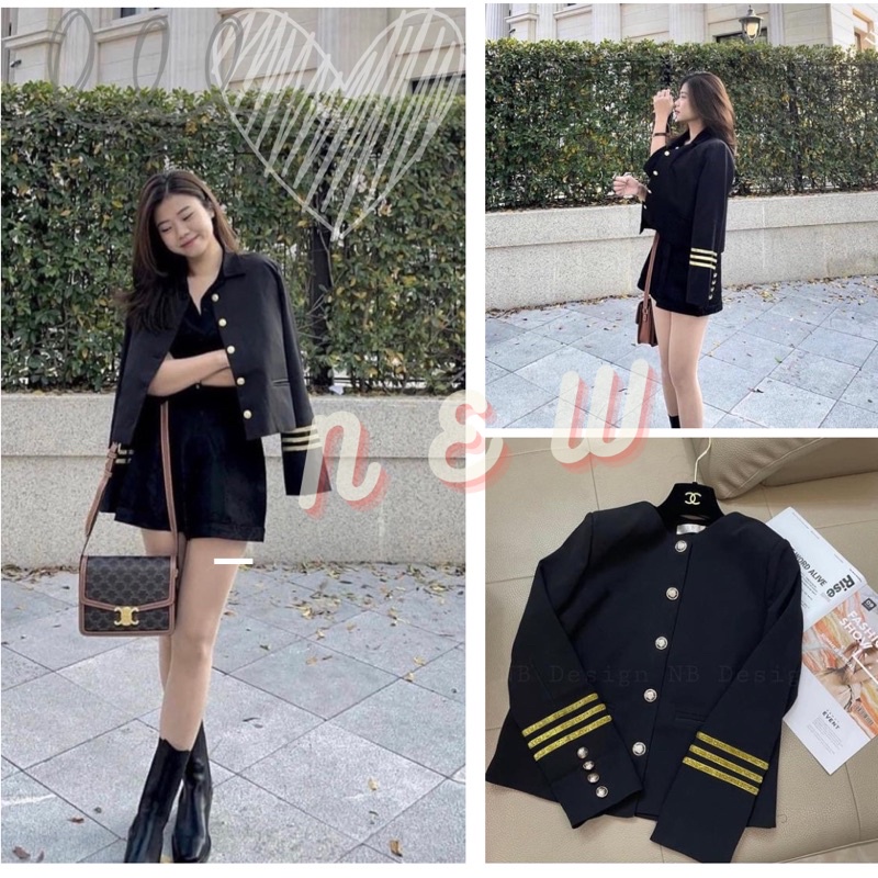 ❌ Áo Vest Cúc Đồng Sọc Tay Sang Chảnh❌ Áo vest Hai Lớp Phong Cách Captain Cơ Trưởng Siêu Sang😍