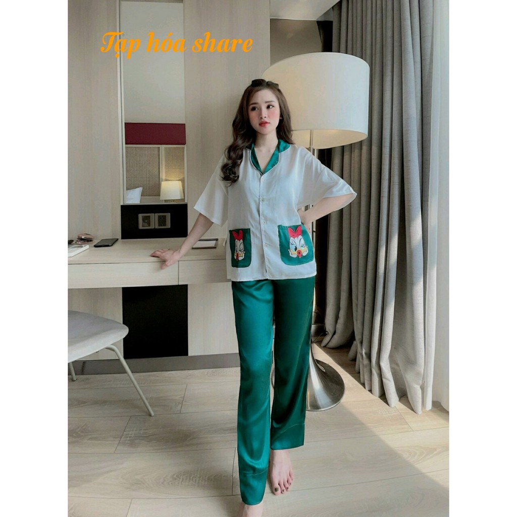 Đồ bộ satin cánh dơi quần phối màu
