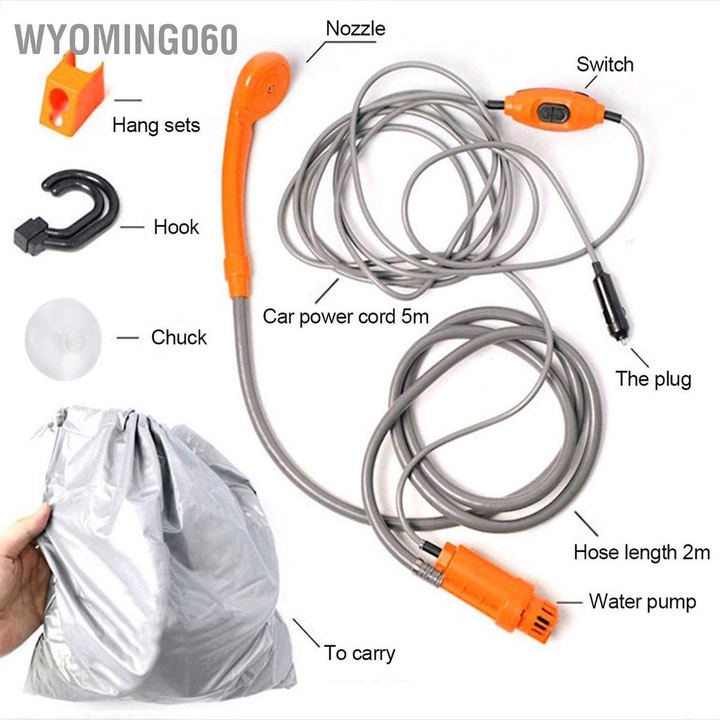 Bộ vòi sen mang theo khi đi cắm trại ngoài trời DC 12V thiết kế nhỏ gọn