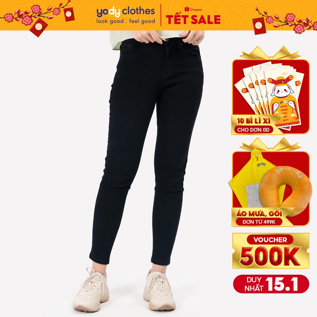 Quần jean nữ YODY dáng ôm cơ bản co giãn tốt tôn dáng QJN5060