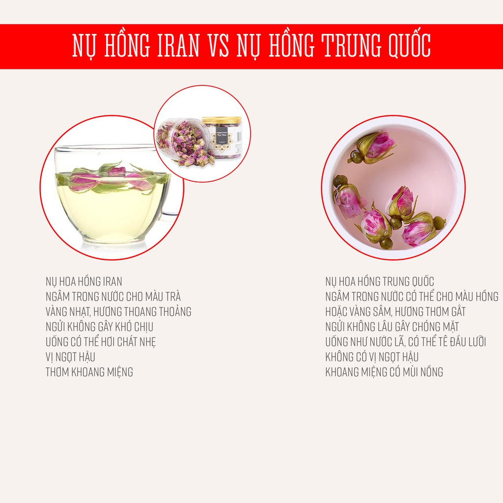 Nụ hoa hồng khô Kingdom Herb Iran chính hãng, trà hoa hồng khô hộp mẫu thử 3g