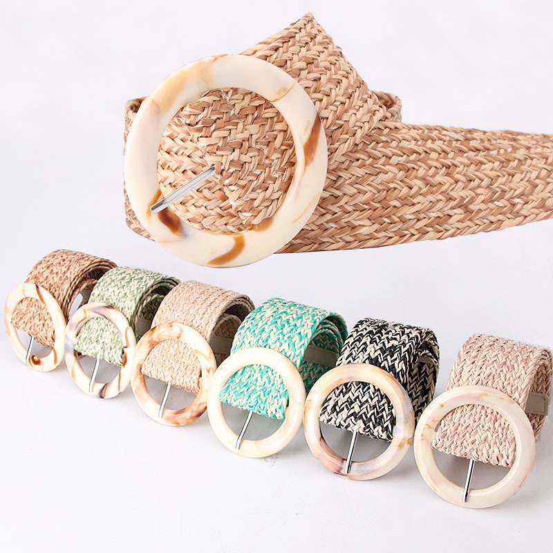 OFF WHITE Thắt Lưng Đan Mây Bản Rộng Phong Cách Bohemian Thời Trang Cho Nữ