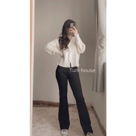 (Có size xs) Quần ống loe thun lưng cao cho bạn nữ 1m50 | BigBuy360 - bigbuy360.vn