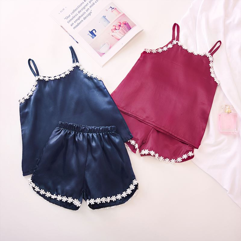 Bộ ngủ mặc nhà lụa thái 2 dây pha ren mỏng sexy quyến rũ BMNG6 | BigBuy360 - bigbuy360.vn