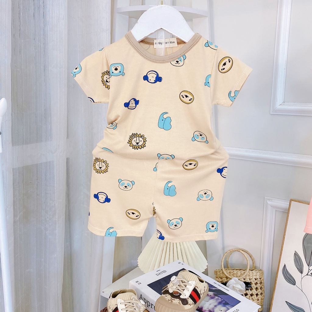 Đồ Bộ Bé Gái, Bé Trai Minky Mom Vải Thun Lạnh In họa tiết toàn thân, Bộ Quần Áo Cộc Tay Cho Bé Mặc Hè Thoáng Mát