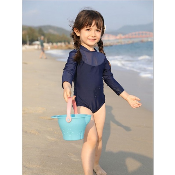 Bộ bikini dài tay, phối voan cho bé gái hàng hiệu Momasong siêu xinh