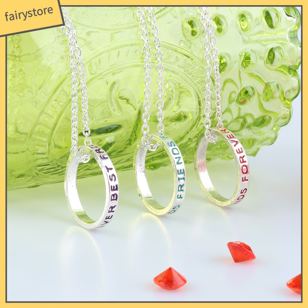 Set 3 Dây Chuyền Mặt Nhẫn Khắc Chữ Best Friends Cho Bạn Thân
