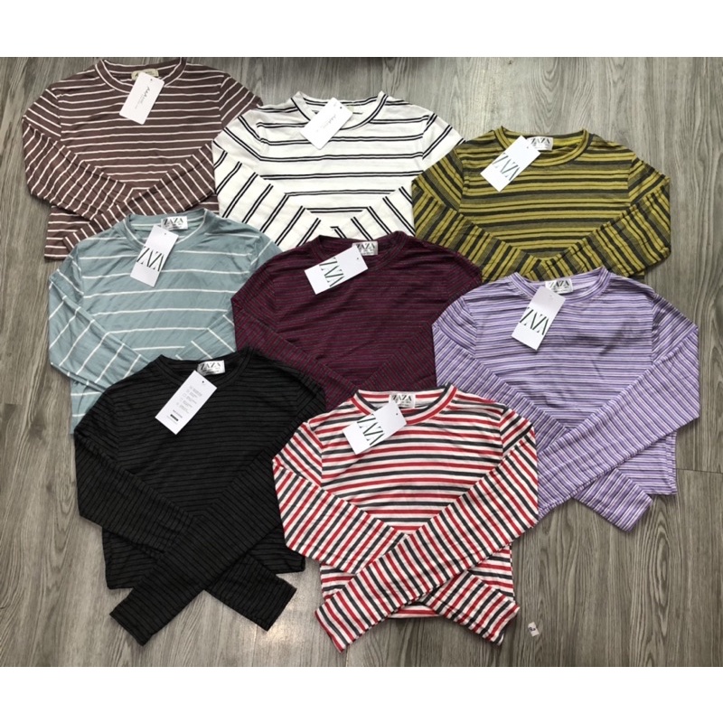 ÁO THUN BODY TAY DÀI SỌC CỔ TRÒN DÁNG DÀI | BigBuy360 - bigbuy360.vn