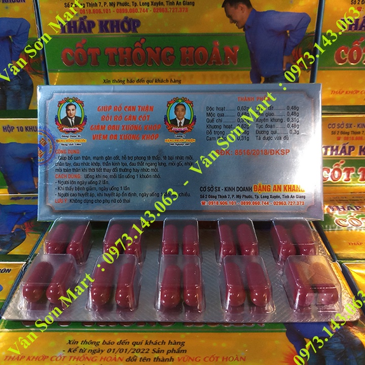 10 hộp Thấp Khớp Cốt Thống Hoàn Đặng An Khang 10 khuôn (20 viên nang)