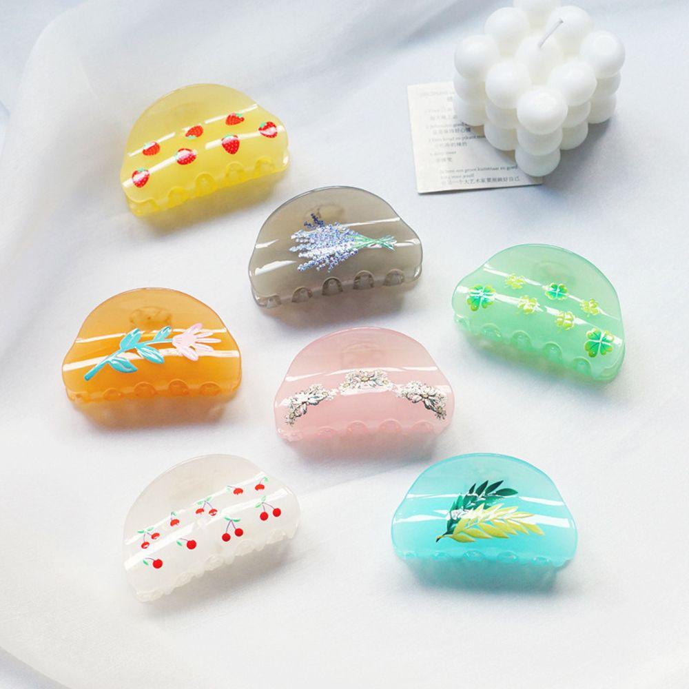Kẹp Tóc Acrylic Họa Tiết Hình Học / Dâu Tây / Cherry Dễ Thương Phong Cách Hàn Quốc WMES15H