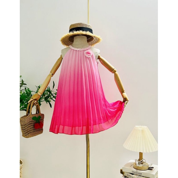 Đầm xếp ly dập ly cao cấp cho bé gái size đến 45kg