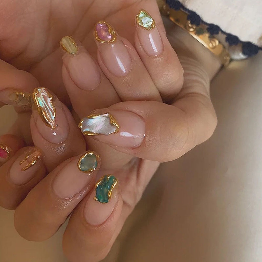 [Hàng mới về] Lọ lát cắt vỏ sò 3D nhiều màu sắc trang trí móng tay nghệ thuật thời trang