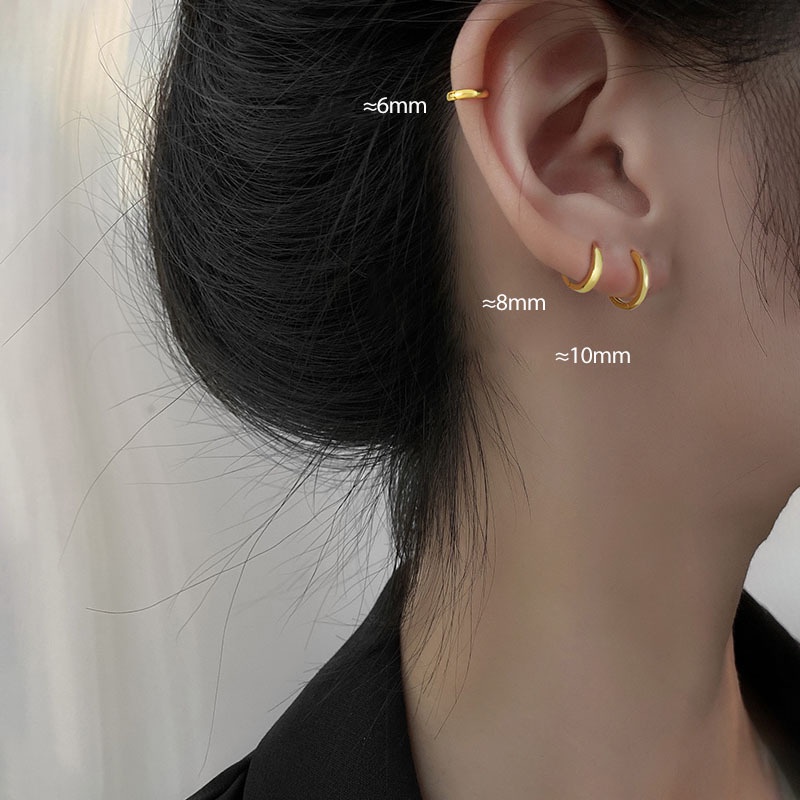 Ahellogirl Khuyên tai dạng vòng thời trang Hàn Quốc 2021 mới sành điệu