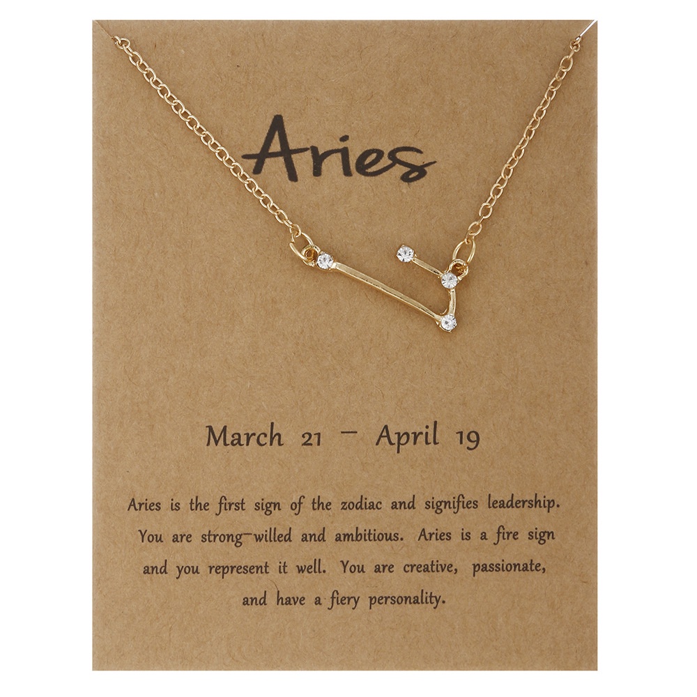 Zodiac Constellation Diamond-Set Alloy Color Preservation Pendant Necklace