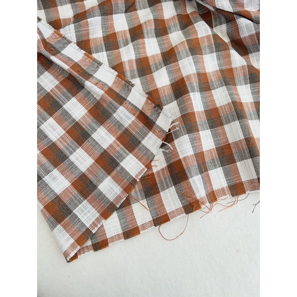 Vải linen gân carô màu vintage