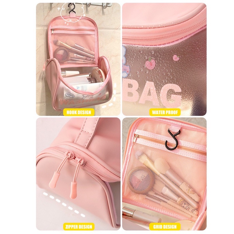 Sỉ 39k -Túi đựng mỹ phẩm đồ trang điểm du lịch chống thấm nước Washbag size đại