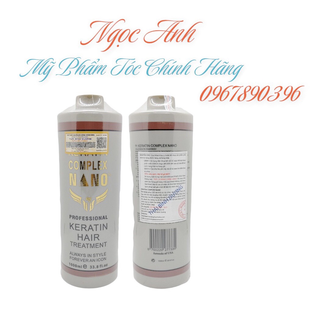 Hấp Tóc Keratin Nano Complex  - Chuyên Phục Hồi Tóc Nát, Cháy 1000ML