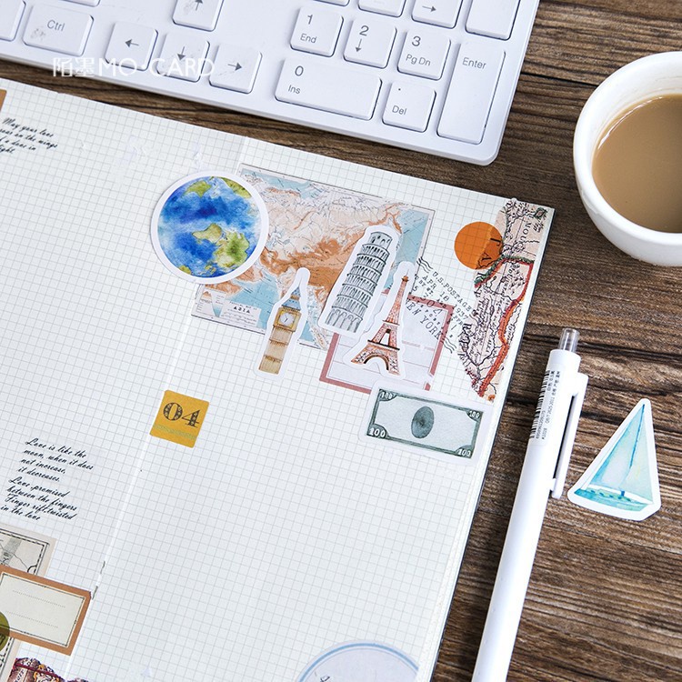 Sticker chủ đề Du Lịch - Hộp 46 miếng dán trang trí sổ tay Bullet Journal - M132