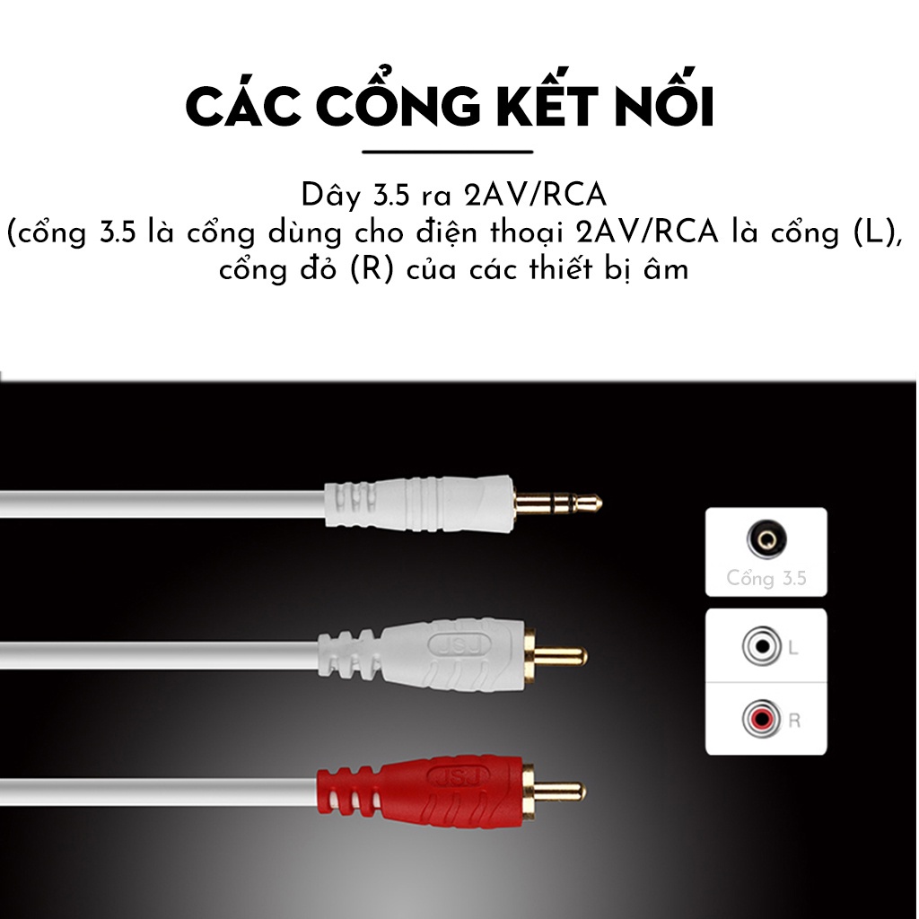 Dây Audio 3.5 Ra Hoa Sen Chính Hãng JSJ - Dây 3.5 Ra Hoa Sen Chất Lượng Cao, Giá Tốt - Lỗi 1 Đổi 1 Trong 7 Ngày