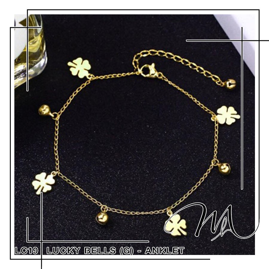 Lắc chân nữ có chuông lục lạc phối cỏ bốn lá may mắn dễ thương Titan không gỉ - LC19 | BigBuy360 - bigbuy360.vn