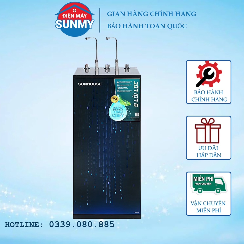 Máy lọc nước RO Hydrogen SUNHOUSE SHA76215CK 9 lõi nóng nguội lạnh - bảo hành chính hãng