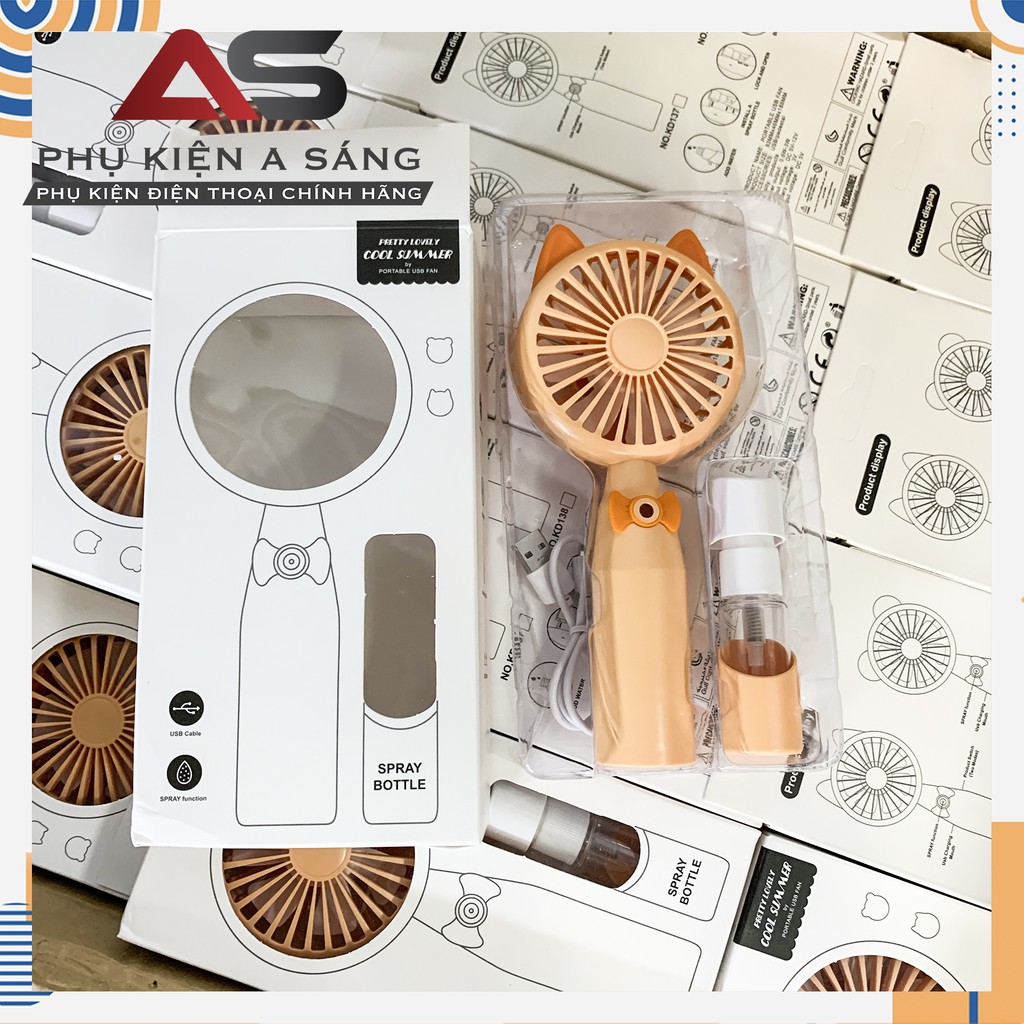 [ Có Video Thực tế ] [ Chính Hãng ] Quạt Phun Sương Cầm Tay Nhỏ Gọn Portable usb Fan KD 137 KD138 [ Full box + cáp sạc ]