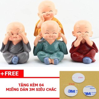 Bộ 4 tượng phật tứ không chú tiểu hòa thượng tu sĩ