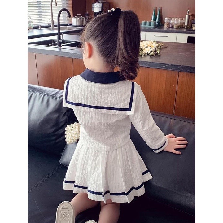 Set áo kèm cv trắng phối viền bé gái - BM_BABYSHOP